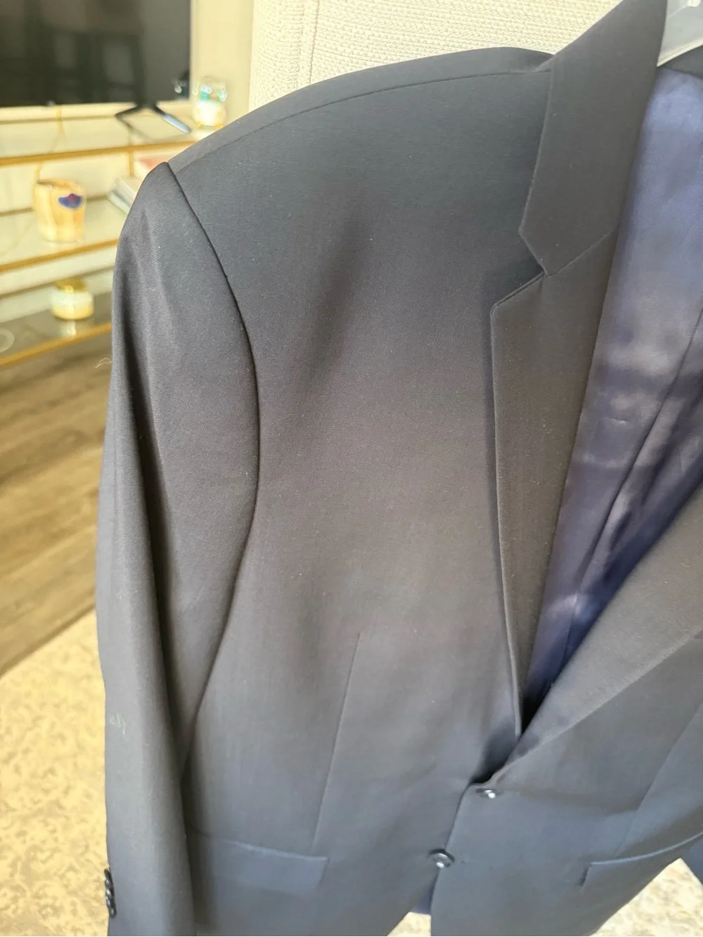 John Varvatos USA 44R Dark Navy 100% Wool Sport Coat Blazer, MSRP $675, EUC